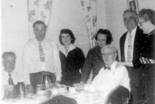 636: A McCarthy group. Left to right, C.B. Mills (husband of Julia McCarthy), Denis McCarthy,  Denis's wife Anna Marie Greene, Julia McCarthy, Denis Patrick McCarthy (father of Julia, Thomas and Mary),  Thomas McCarthy (Denis' father), Mary McCarthy. In Boston. (circa 1945-1948) [courtesy of Betty (Carroll) Spurvey]